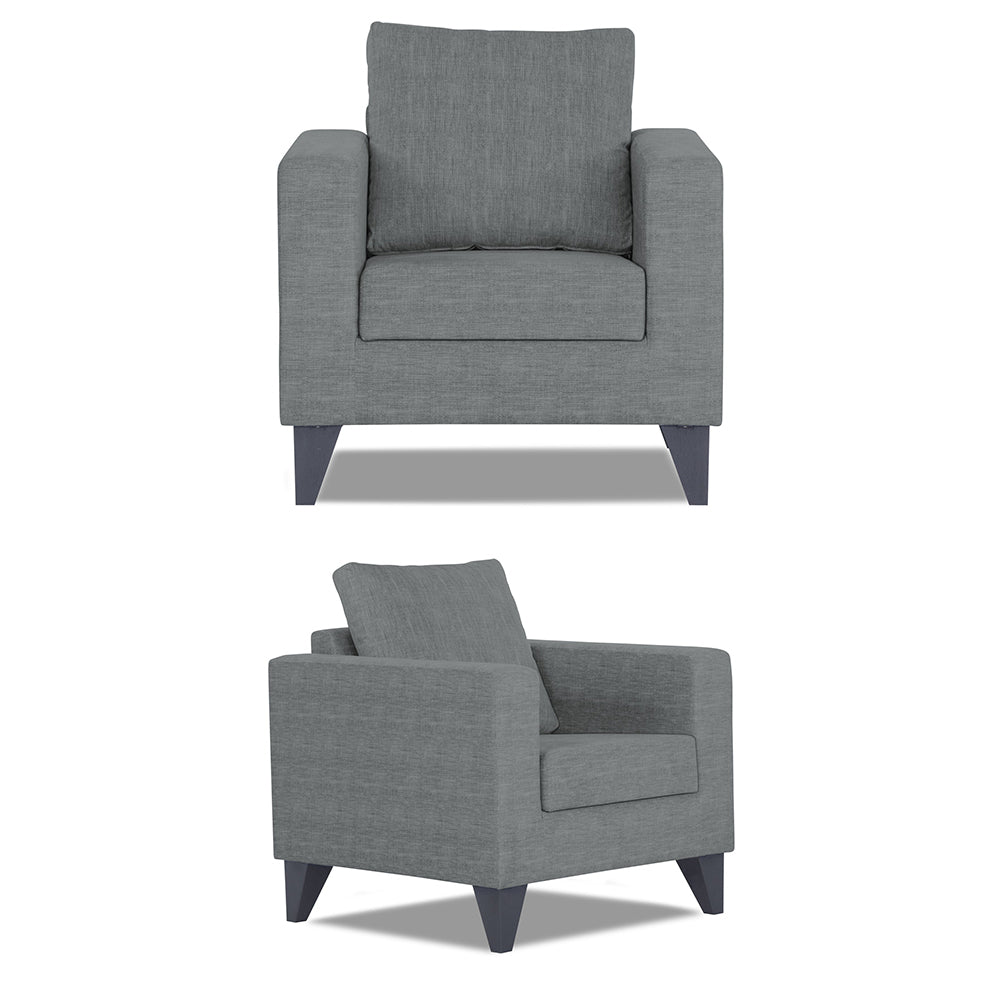 Adorn India Hallton Plain 3-1-1 5 Seater Sofa Set (Grey) (3 Year Warranty)