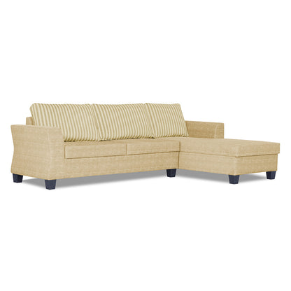 Adorn India Valencia Plus L Shape 6 Seater Sofa Set Stripes (Right Hand Side) (Blue)