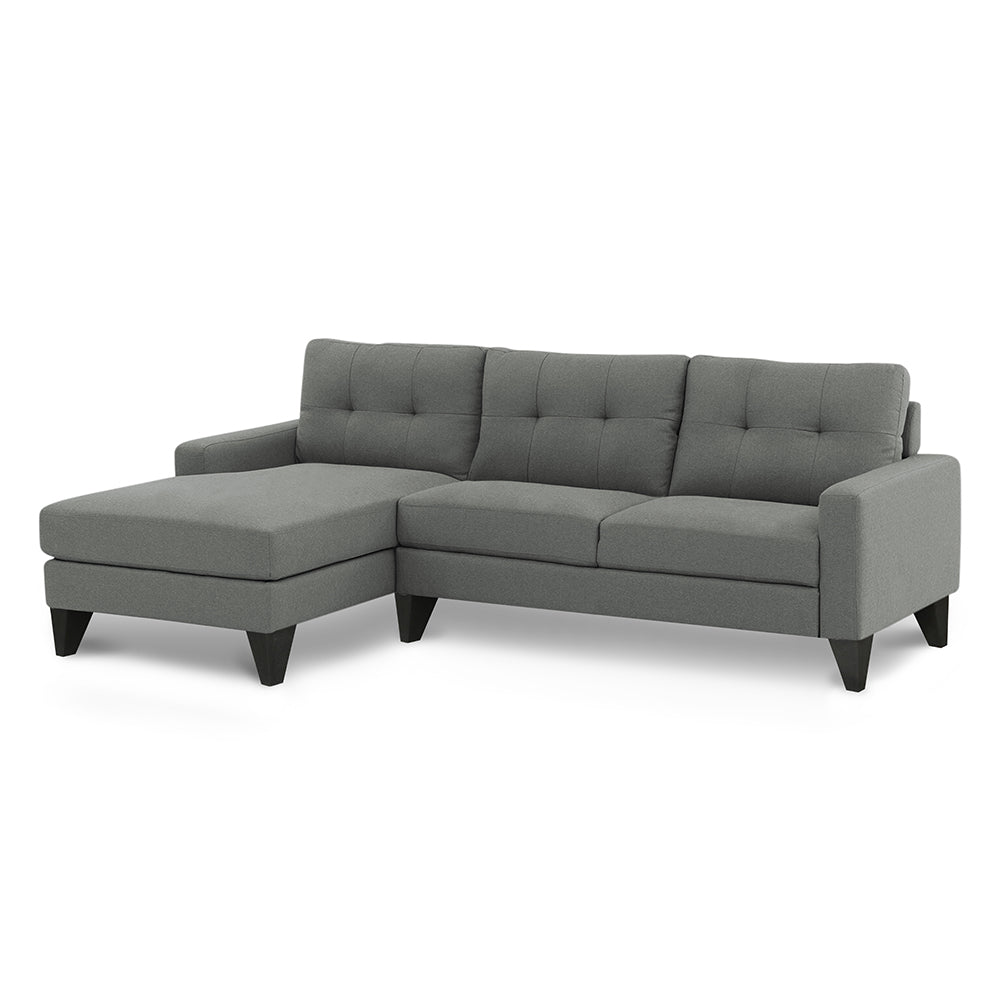Adorn India Midas L Shape 6 Seater Sofa Set Left Hand Side (Grey)(3 Year Warranty)