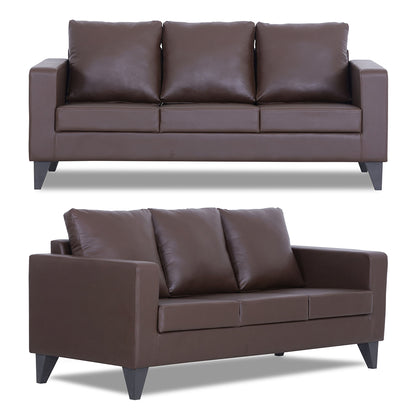 Adorn India Straight line Plus Leatherette 3+1+1 5 Seater Sofa Set (Brown) (3 Year Warranty)