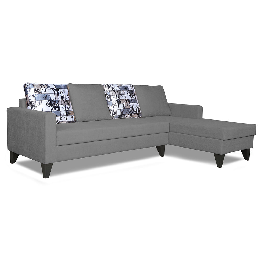 Adorn India Hallton L Shape 5 Seater Sofa Set Digitel Print (Right Hand Side) (Grey) (3 Year Warranty)