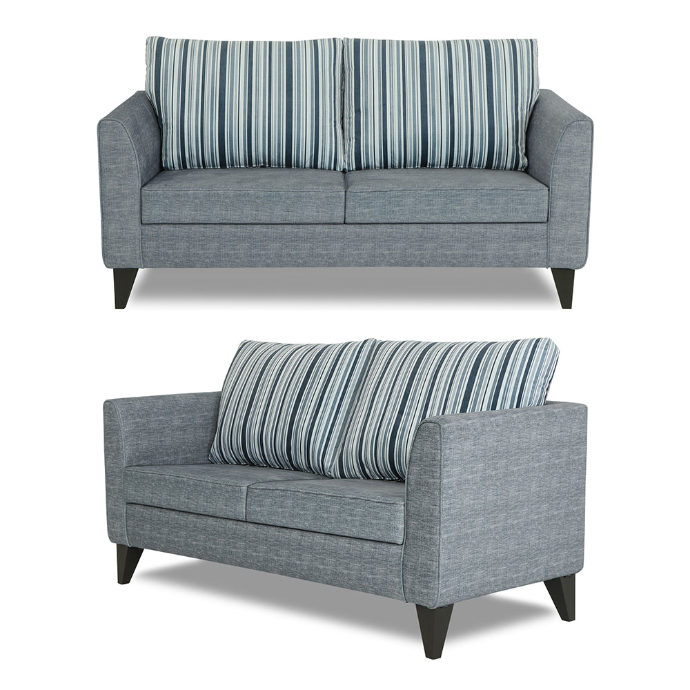 Adorn India Lawson Stripes 3+2+1 6 Seater Sofa Set with Centre Table (Grey)
