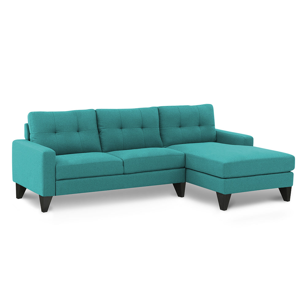 Adorn India Midas L Shape 6 Seater Sofa Set Right Hand Side (Aqua Blue) (3 Year Warranty)