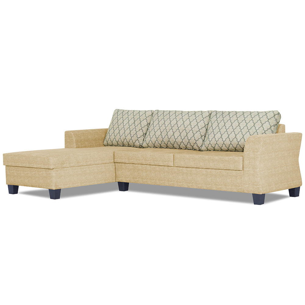 Adorn India Valencia Plus L Shape 6 Seater Sofa Set Blossom (Left Hand Side) (Beige)