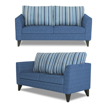 Adorn India Lawson Stripes 3+2 5 Seater Sofa Set with Centre Table (Blue)