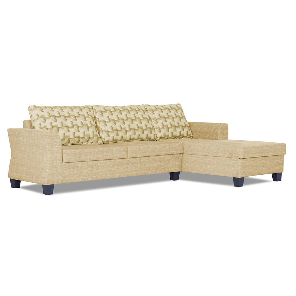 Adorn India Valencia Plus Bricks L Shape 6 Seater Sofa Set (Right Hand Side) (Beige)