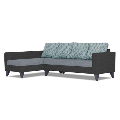 Adorn India Beetle Plus Blossom L Shape 6 Seater Sofa Set (Left Hand Side) (Black & Grey) (3 Year Warranty)