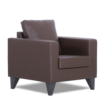 Adorn India Straight line Plus Leatherette 1 Seater Sofa (Brown) (3 Year Warranty)