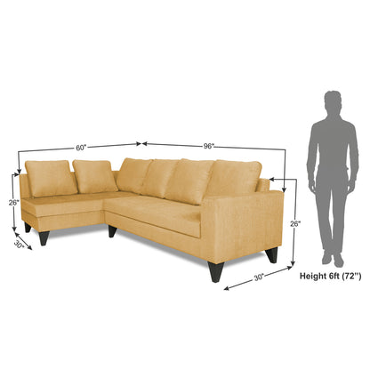 Adorn India Bryson L Shape 6 Seater Sofa Set Plain (Left Hand Side) (Beige) (3 Year Warranty)