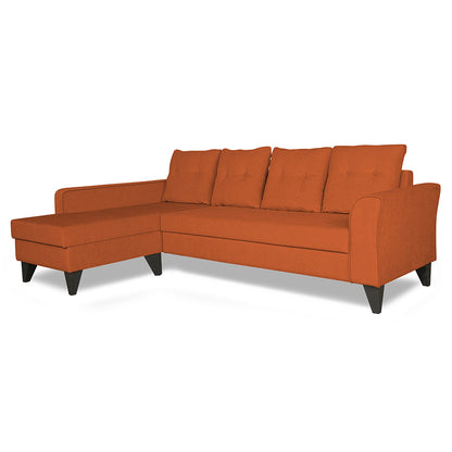 Adorn India Maddox Tufted L Shape 5 Seater Sofa Set LHS (Rust) (3 Year Warranty)