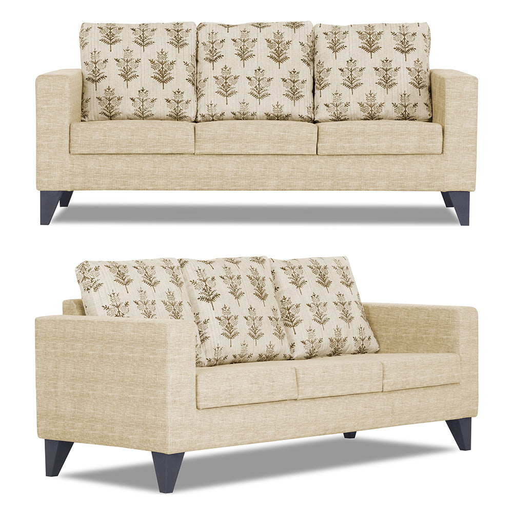 Adorn India Straight line Plus Leaf 3+1+1 5 Seater Sofa Set (Beige) (3 Year Warranty)
