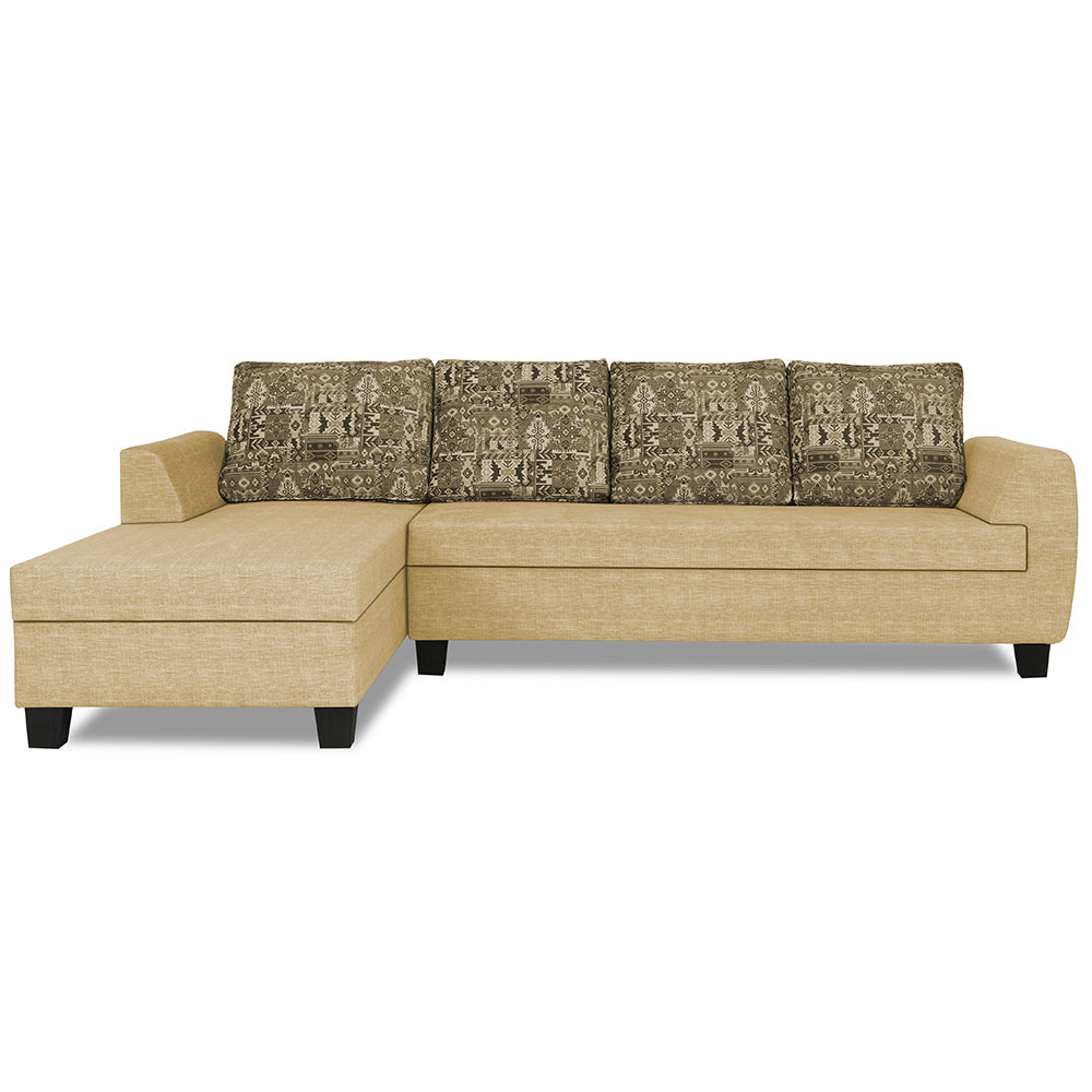 Adorn India Raiden Crafty L Shape 6 Seater Sofa Set with Center Table (Left Hand Side) (Beige) (3 Year Warranty)