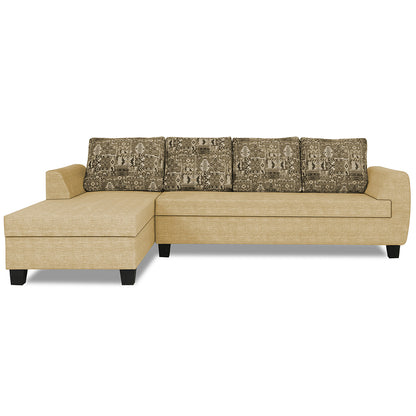 Adorn India Raiden Crafty L Shape 6 Seater Sofa Set with Center Table (Left Hand Side) (Beige) (3 Year Warranty)