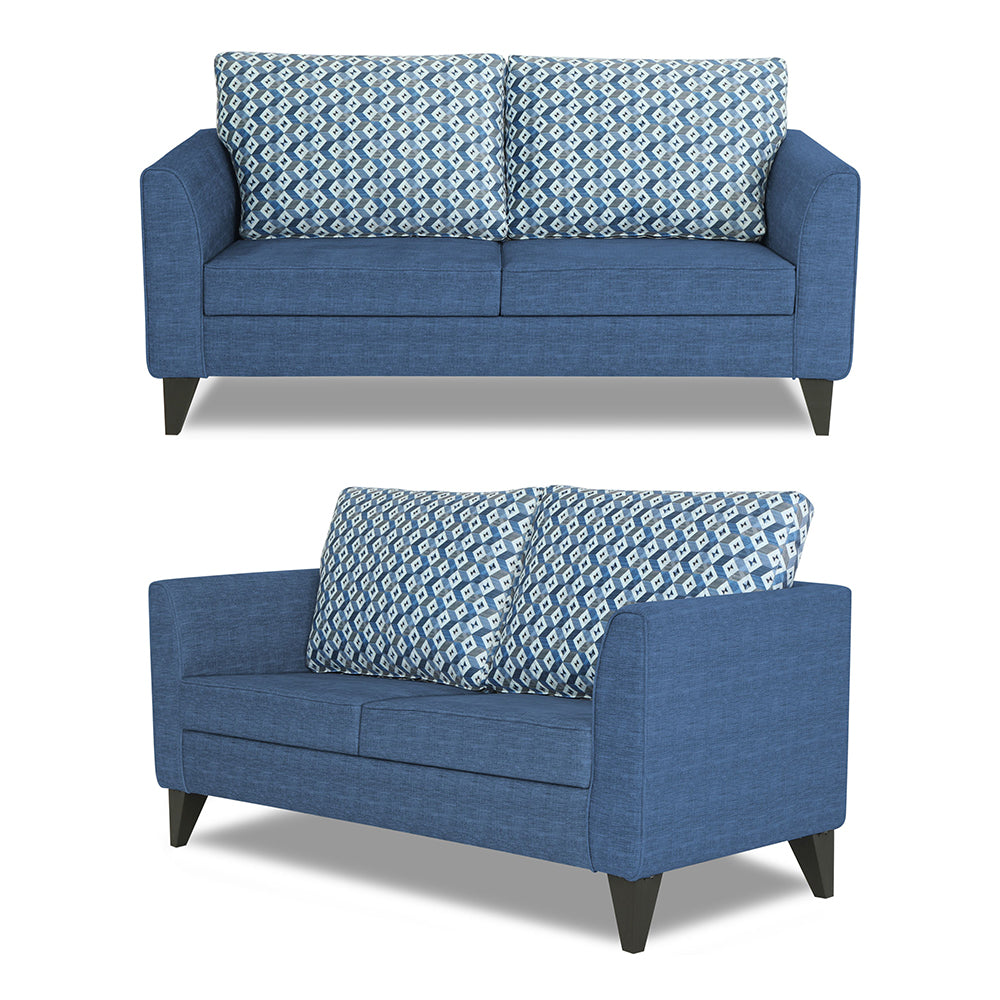 Adorn India Tornado Bricks 3+2 5 Seater Sofa Set with Centre Table (Blue)