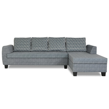 Adorn India Raiden Bricks Premium L Shape 6 Seater Sofa Set with Center Table (Right Hand Side) (Grey) (3 Year Warranty)
