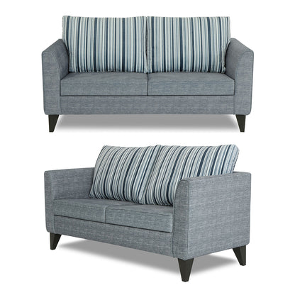 Adorn India Lawson Stripes 3+2 5 Seater Sofa Set with Centre Table (Grey)