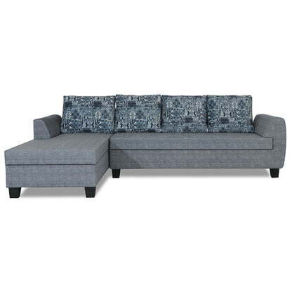 Adorn India Raiden Crafty L Shape 6 Seater Sofa Set with Center Table (Left Hand Side) (Grey) (3 Year Warranty)