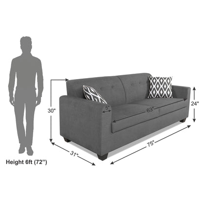 Adorn India Blazer Plus 3 Seater Sofa (Grey)