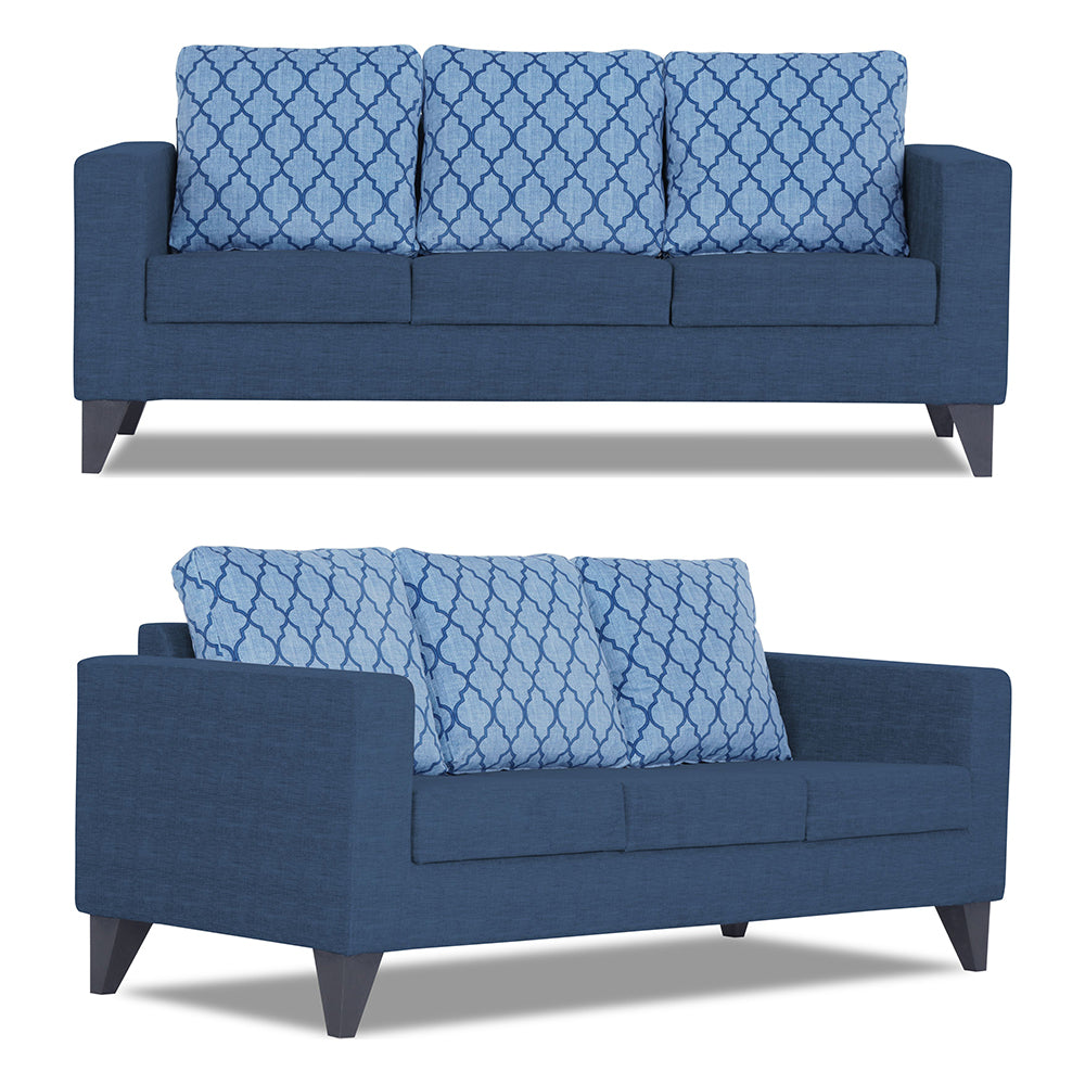 Adorn India Straight line Plus Blossom 3+2 5 Seater Sofa Set (Blue)