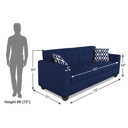Adorn India Blazer Plus 3 Seater Sofa (Blue)