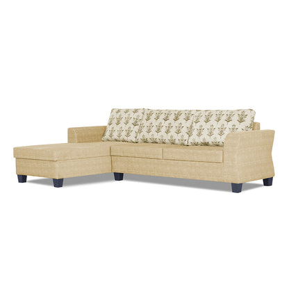Adorn India Valencia Plus L Shape 6 Seater Sofa Set Leaf (Left Hand Side) (Beige)
