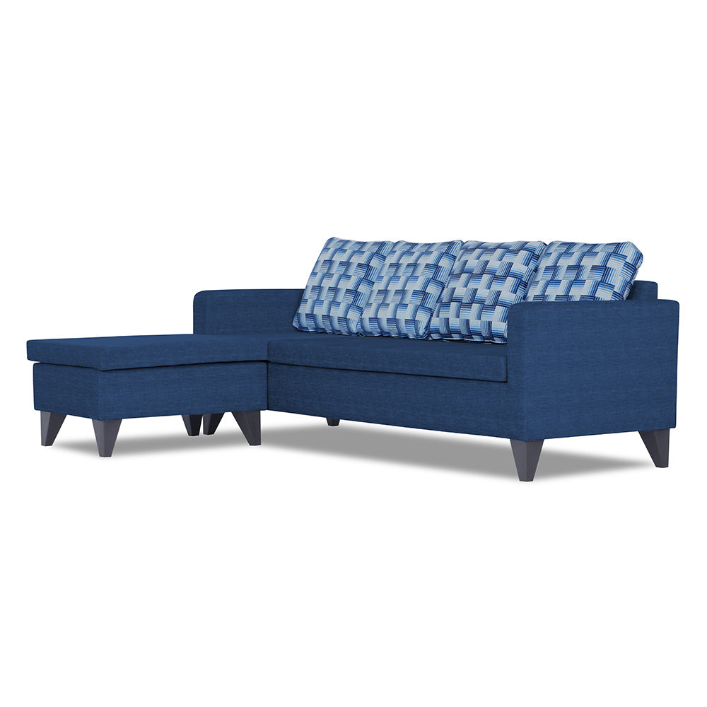 Adorn India Calloway Bricks L Shape 5 Seater Sofa Set (Left Hand Side) (Blue)