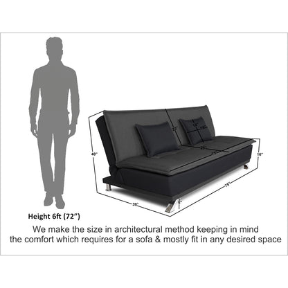 Adorn India Exclusive Two Tone Arden 4 Seater Wood Sofa Cum Bed 4 x 6 (Dark Grey & Black)