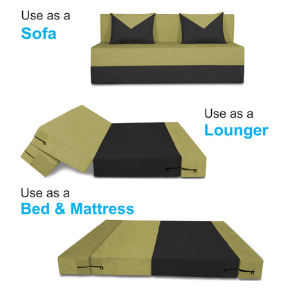Adorn India Easy Boom 3 Seater Sofa Cum Bed 5 x 6 (Green & Black) (1 Year Warranty)