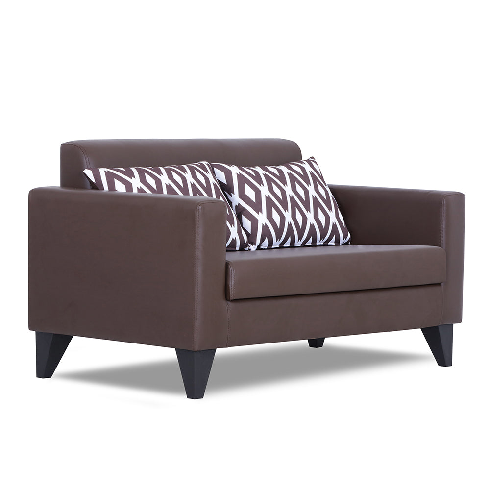 Adorn India Bladen Leatherette 2 Seater Sofa (Brown)