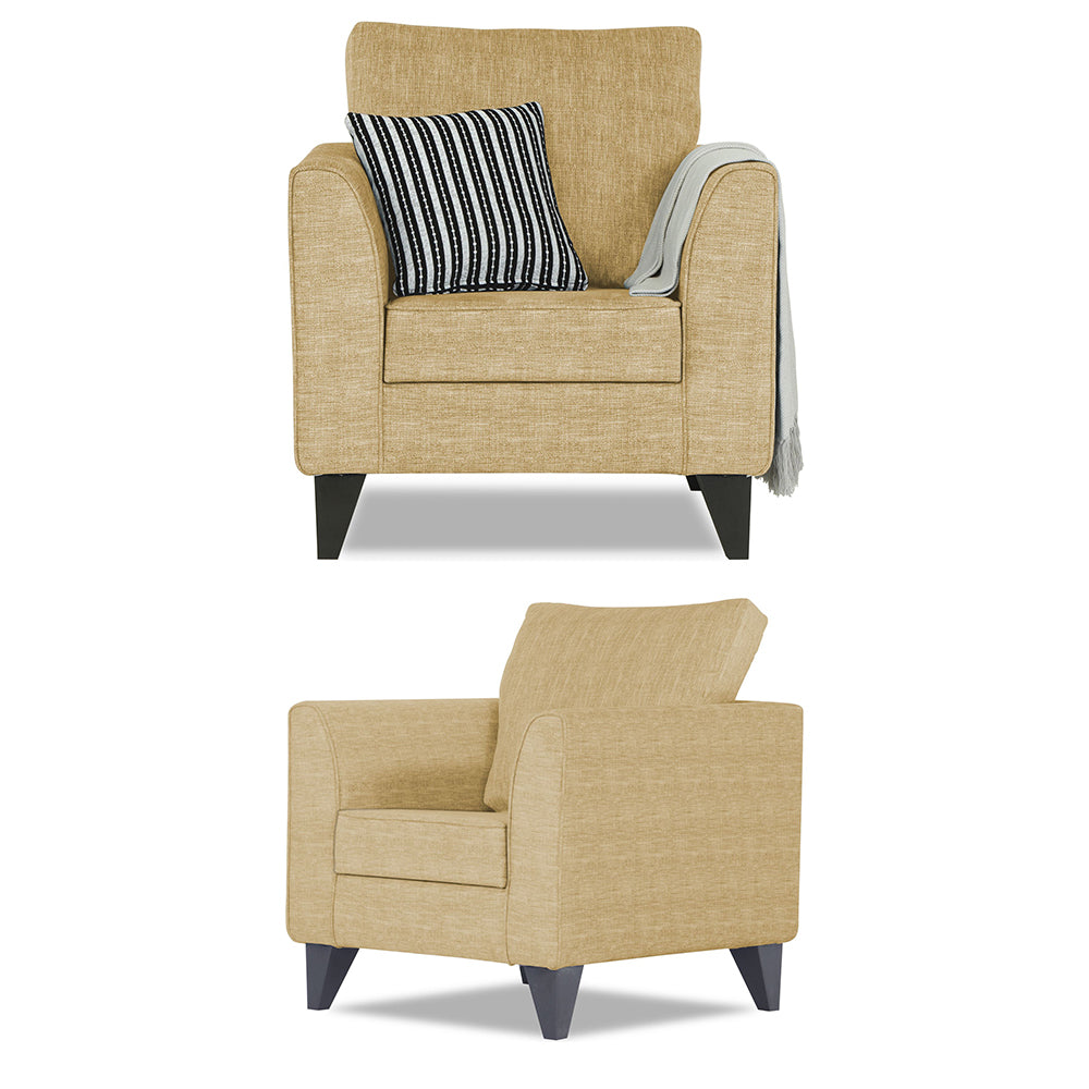 Adorn India Enzo Decent 3+1+1 5 Seater Sofa Set with Centre Table (Beige)