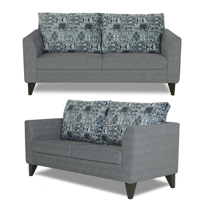 Adorn India Sheldon Craftys 3+2 5 Seater Sofa Set with Centre Table (Grey)
