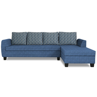 Adorn India Raiden Bricks Premium L Shape 6 Seater Sofa Set with Center Table (Right Hand Side) (Blue) (3 Year Warranty)