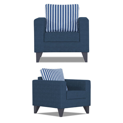 Adorn India Straight Line Plus Stripes 3+1+1 5 Seater Sofa Set (Blue) (3 Year Warranty)