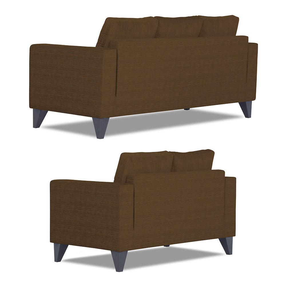 Adorn India Wood Hallton Plain 3+2 5 Seater Sofa Set (Brown) (3 Year Warranty)