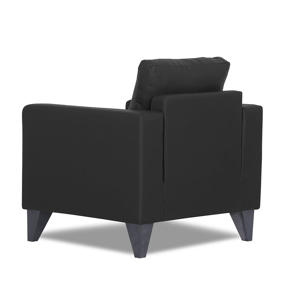 Adorn India Straight line Plus Leatherette 1 Seater Sofa (Black) (3 Year Warranty)