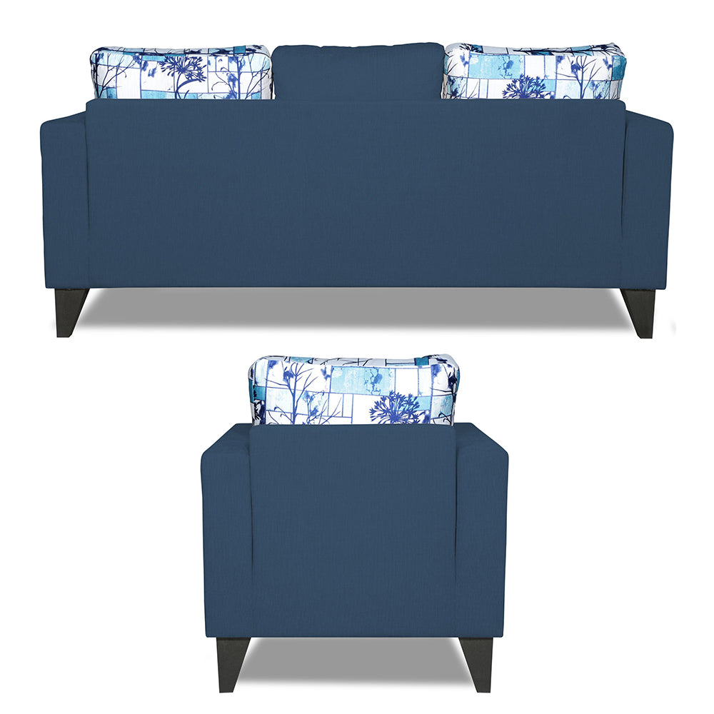 Adorn India Hallton Digitel Print Cushion 3-1-1 Five Seater Sofa Set (Blue) (3 Year Warranty)