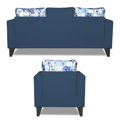 Adorn India Hallton Digitel Print Cushion 3-1-1 Five Seater Sofa Set (Blue) (3 Year Warranty)