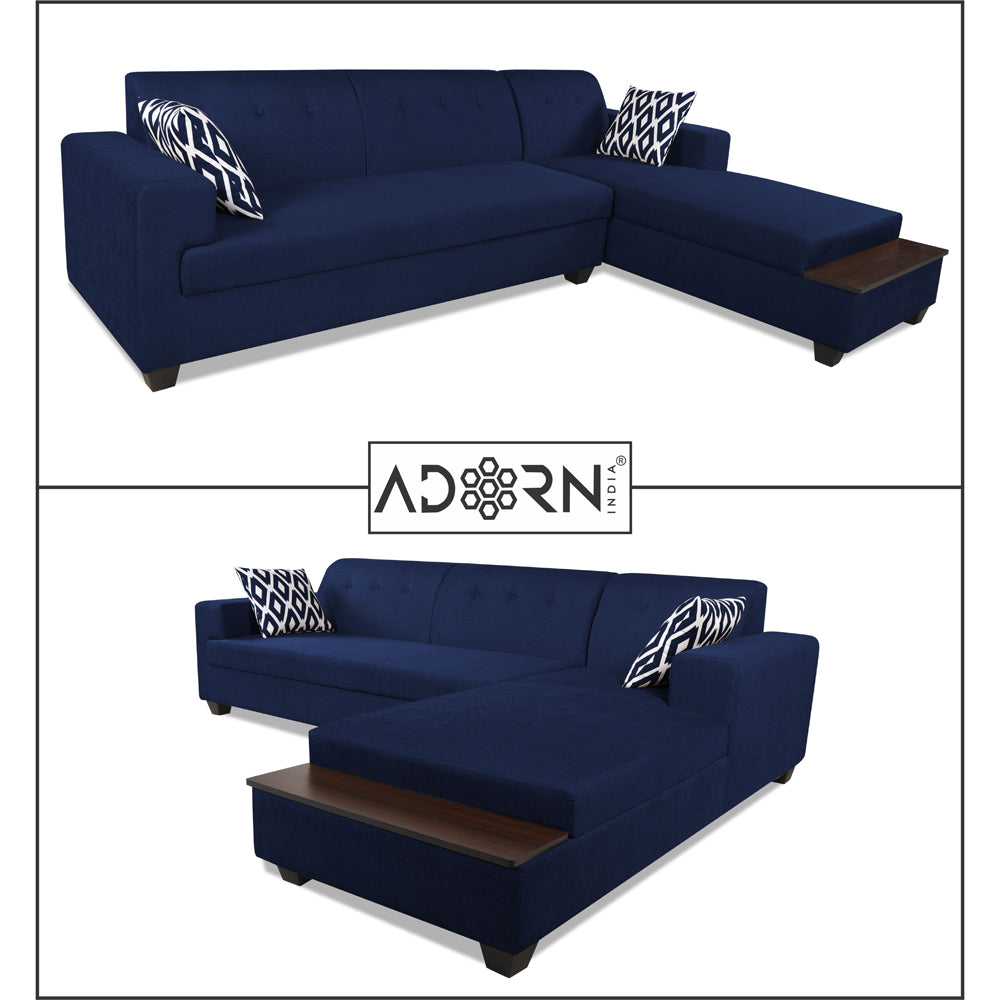 Adorn India Blazer L Shape 6 Seater Sofa Set (Right Side) (Blue)
