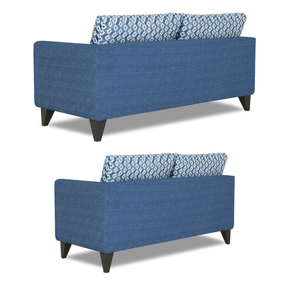 Adorn India Tornado Bricks 3+2 5 Seater Sofa Set with Centre Table (Blue)