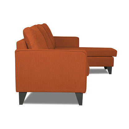 Adorn India Chandler L Shape 4 Seater Sofa Set Plain (Right Hand Side) (Rust)