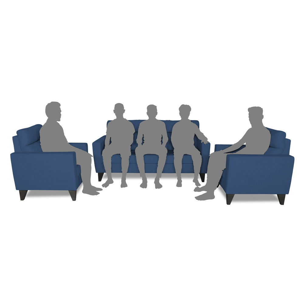 Adorn India Cardello 3-1-1 5 Seater Sofa Set (Blue) (3 Year Warranty)