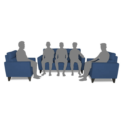 Adorn India Cardello 3-1-1 5 Seater Sofa Set (Blue) (3 Year Warranty)