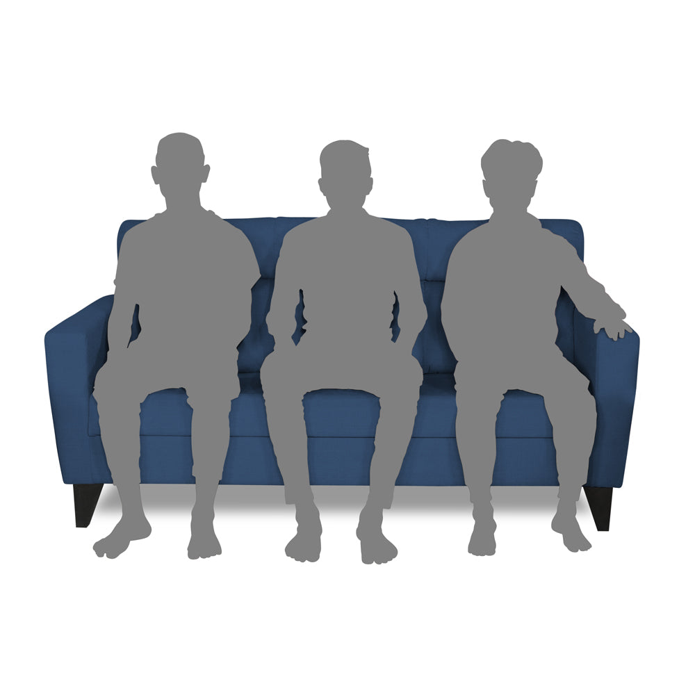 Adorn India Cardello 3 Seater Sofa (Blue) (3 Year Warranty)