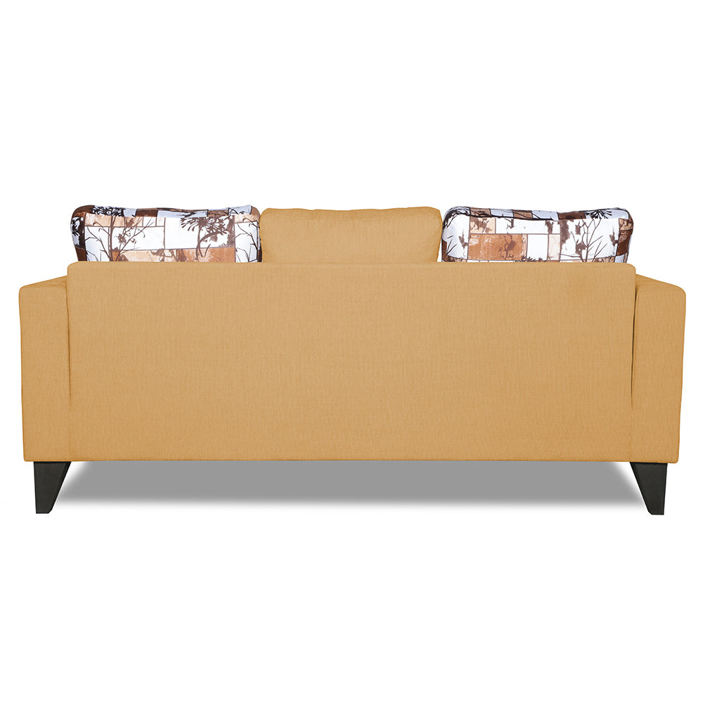 Adorn India Hallton Digital Print Cushion 3 Seater Sofa (Beige) (3 Year Warranty)