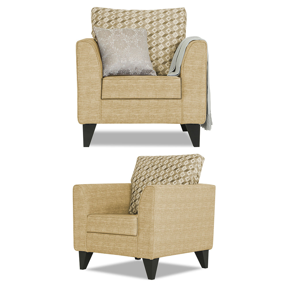 Adorn India Tornado Bricks 3+2+1 6 Seater Sofa Set with Centre Table (Beige)