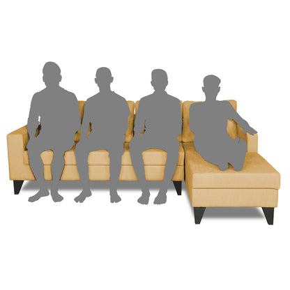 Adorn India Hallton L Shape Decent Sofa Set 7 Seater with Ottoman (Right Side) (Beige) (3 Year Warranty)