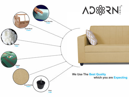 Adorn India Rio Highback 3+2 5 Seater Sofa Set (Beige) (3 Year Warranty)