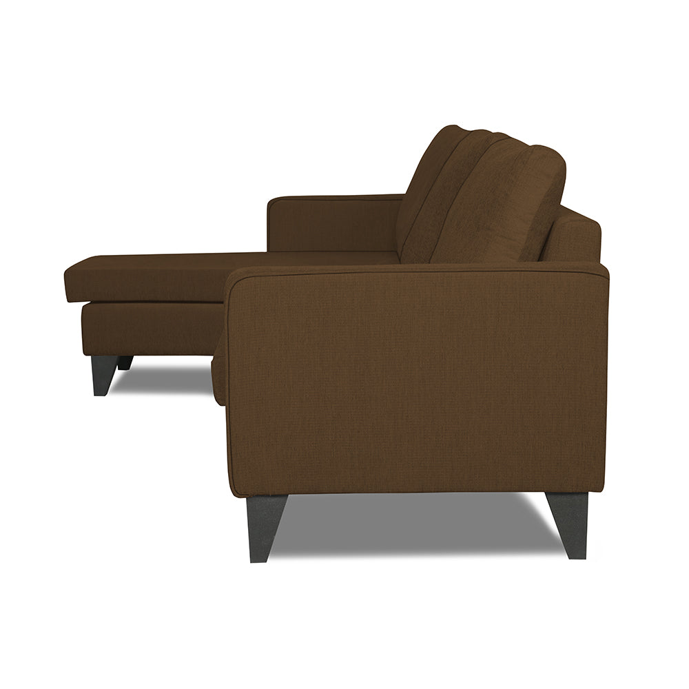 Adorn India Chandler Plain L Shape 4 Seater Wood Sofa Set (Brown) (3 Year Warranty)