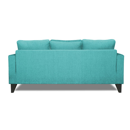 Adorn India Wood Hallton L Shape 4 Seater Sofa Set Digital Print (Aqua Blue) (3 Year Warranty)