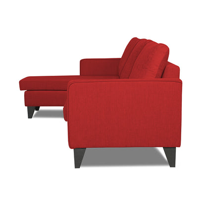 Adorn India Chandler L Shape 4 Seater Sofa Set Plain (Red)